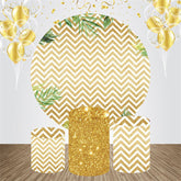 Blatt Gold Wellig Muster Runden Geburtstag Hintergrund Bausatz